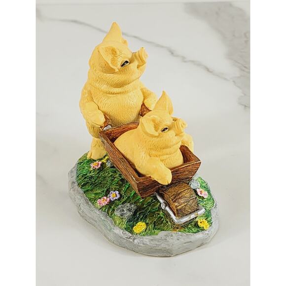 Russ Piglet Pig Piggy On A Cart Truffles Figurine 4" Resin 90s Home Decor Vtg - Picture 10 of 12